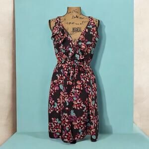 Fynn & Rose Floral V-Neck Sundress Tie Waist Knee-Length Sleeveless NWT Size M